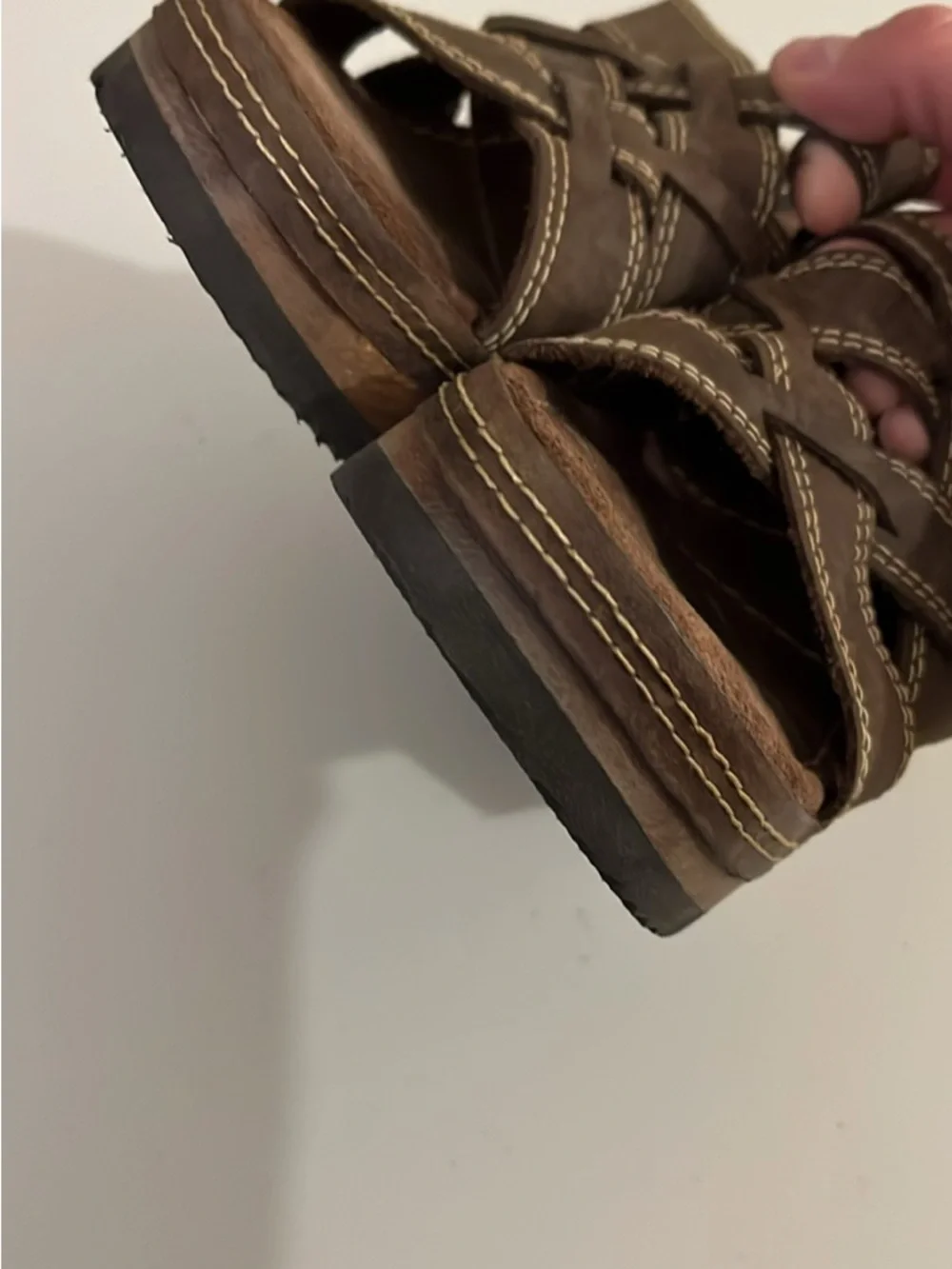 Y2K Candie's Brown Woven Crossover Heeled platform Mules size 5.5 Women’s - Picture 4 of 9